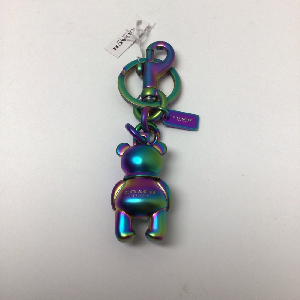 Coach Hologram Iridescent Multi-Color Oil Slick 3D Bear Purse/Bag Charm - Picture 4 of 5
